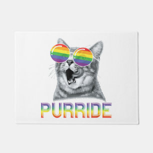 Funny Cat Gay Pride Rainbow Sunglasses LGBTQ  Doormat