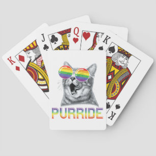 Funny Cat Gay Pride Rainbow Sunglasses LGBTQ Poker Cards