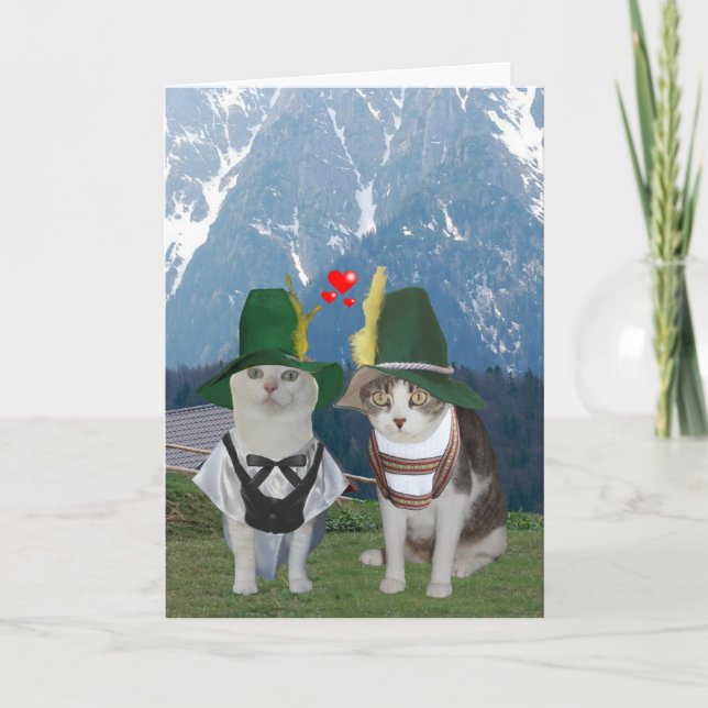 Funny Cat German Valentine for Husband Holiday Card (Front)