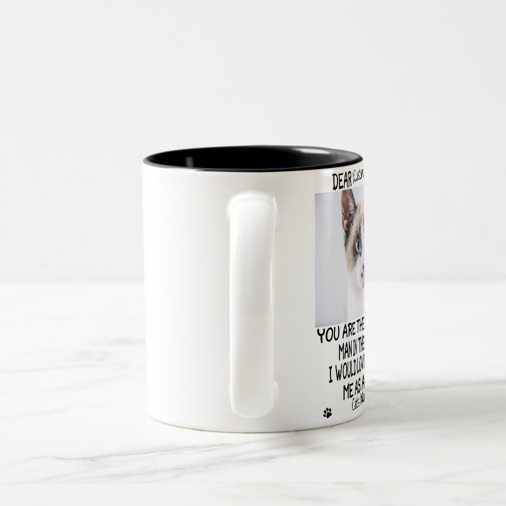Disover funny cat gift, Personalized cat's photo and name Two-Tone Coffee Mug