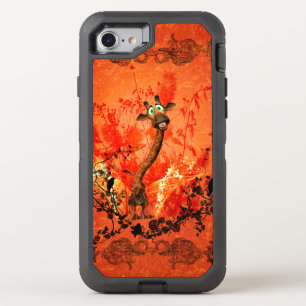Funny cat giraffe OtterBox defender iPhone SE/8/7 case