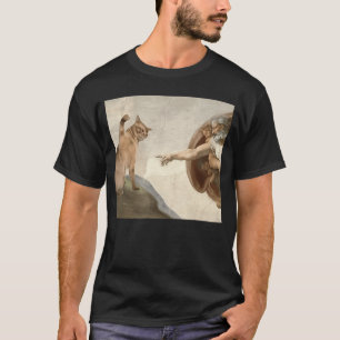 Funny Cat God Creation of Adam Meme Jesus friends T-Shirt