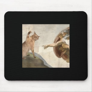 Funny Cat God Creation Of Adam Meme Jesus Mouse Pad