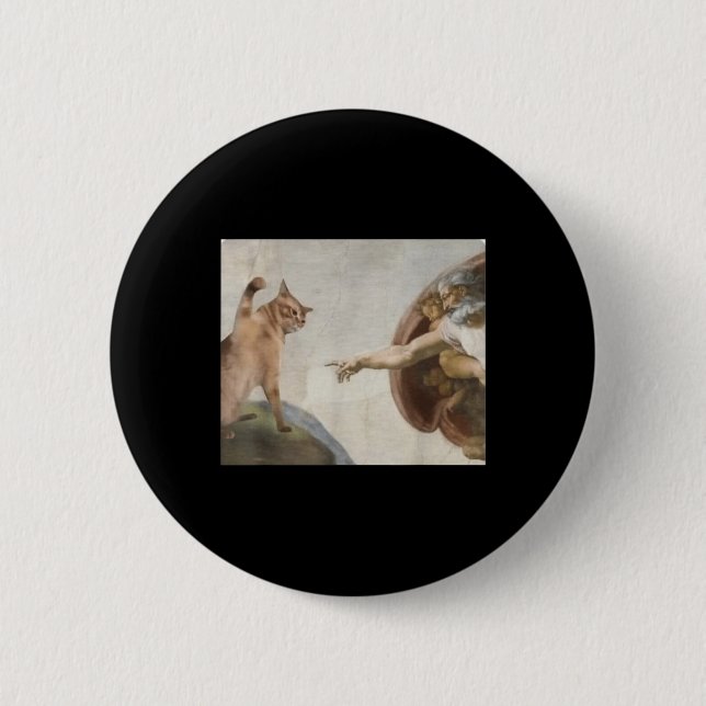 Funny Cat God Creation Of Adam Meme Michelangelo J Button (Front)