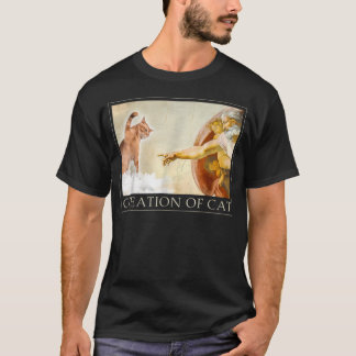 Funny Cat God Creation Of Adam Meme Michelangelo T-Shirt