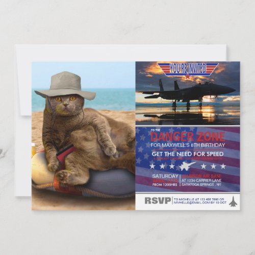 Funny cat going on vacation invitation