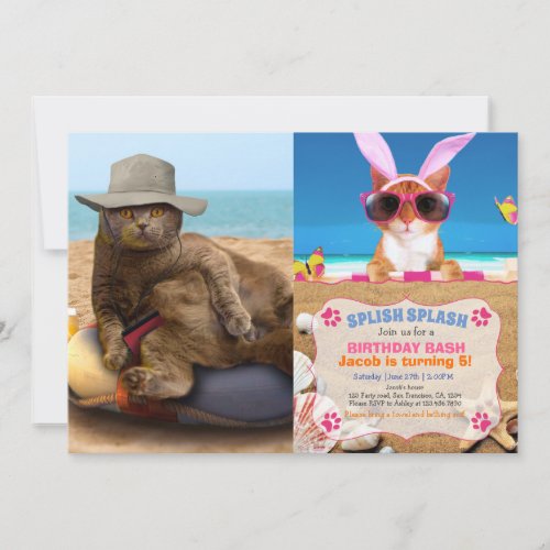 Funny cat going on vacation invitation