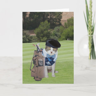 Funny Cat Golfer Birthday Card