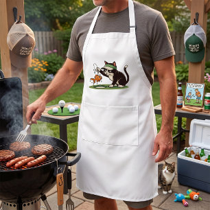 Funny Cat Golfer Fishing Water Hazard Adult Apron