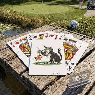 Funny Cat Golfer Fishing Water Hazard Poker Cards