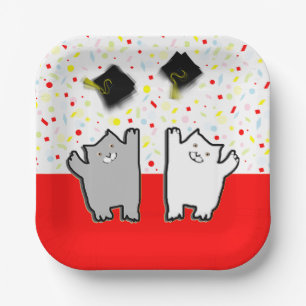 Funny Cat Graduation Party Paper Plates