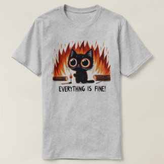Funny Cat Graphic Tee - Everything is fine