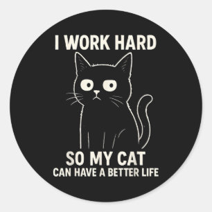 Funny Cat Graphic Tee Men Women Coworker Meme Humo Classic Round Sticker