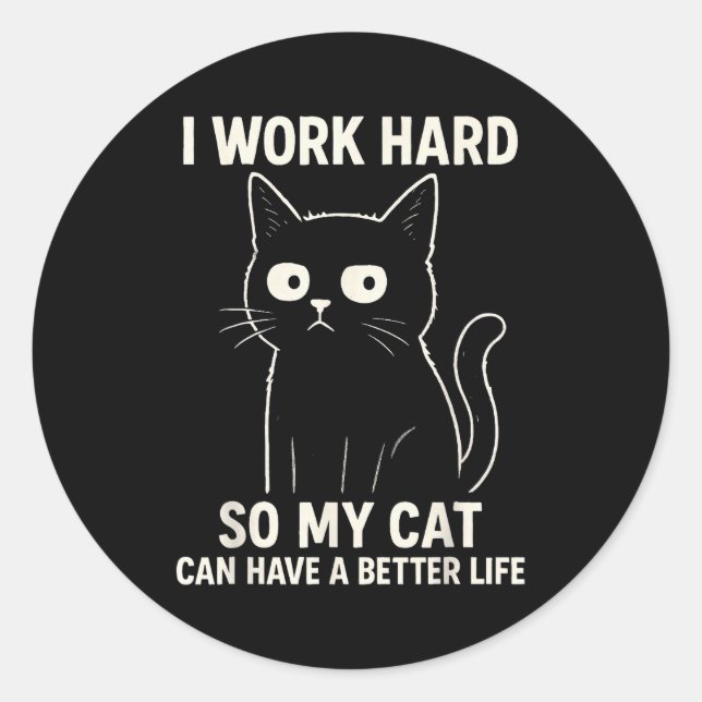 Funny Cat Graphic Tee Men Women Coworker Meme Humo Classic Round Sticker (Front)