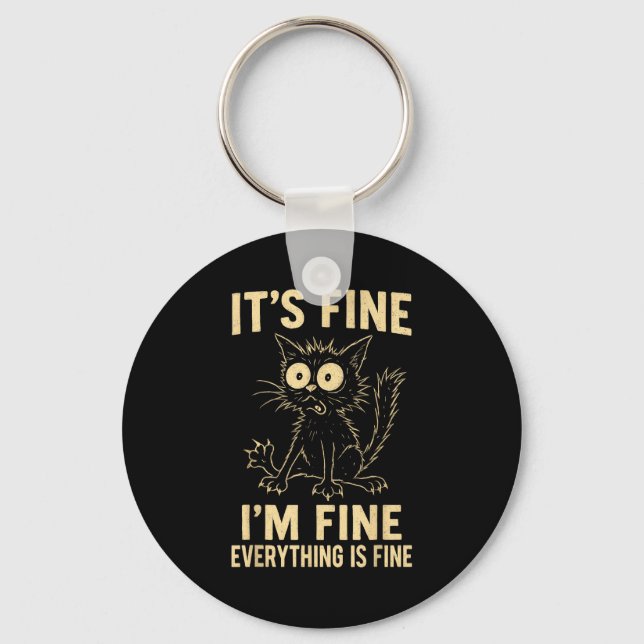 Funny Cat Graphic Tee Men Women Kids Weird Crazy M Keychain (Front)