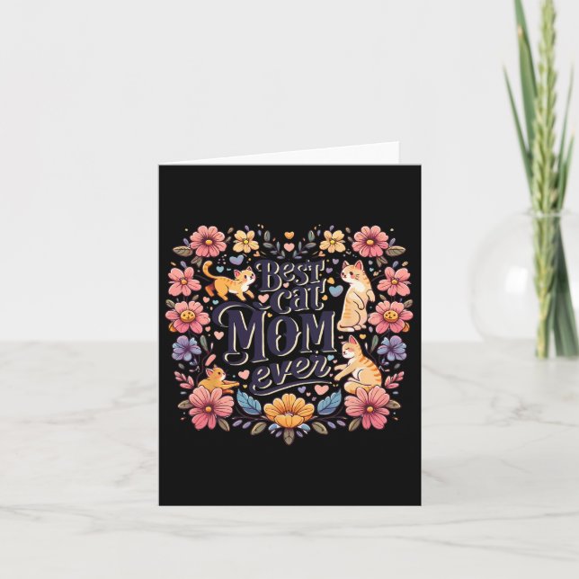 Funny Cat Graphic Women Mother Cat Kitten Best Cat Card (Front)