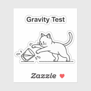 Funny Cat Gravity Test Cute Science Kitten Humor Sticker