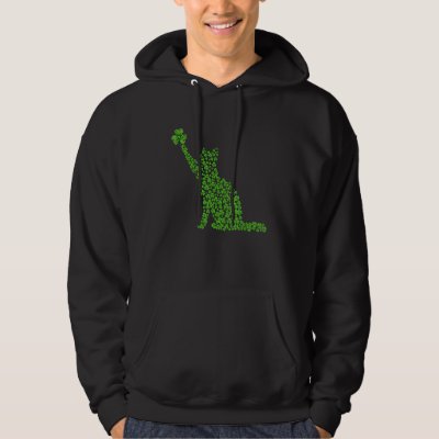 Funny Cat Green Shamrocks St Patricks Day Cat Love Hoodie