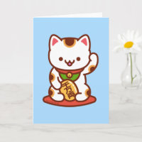 Funny Cat Greeting Card: MANEKI-NEKO Card