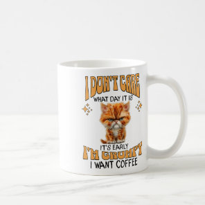 Funny Cat Grumpy Coffee Lover Sarcastic I Want Cof Mug