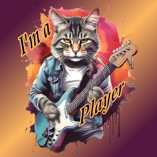 Funny Cat Guitar Im a Player T_Shirt