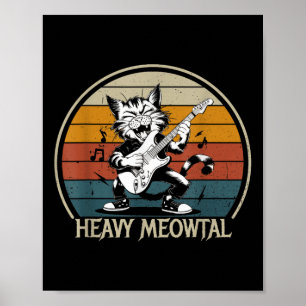 Funny Cat Guitar Shirt - Jamming Rock Cat Playing Poster