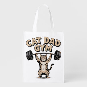 Funny Cat Gym for Dad Grocery Bag