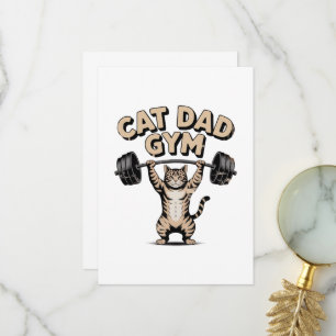 Funny Cat Gym for Dad Thank You Card