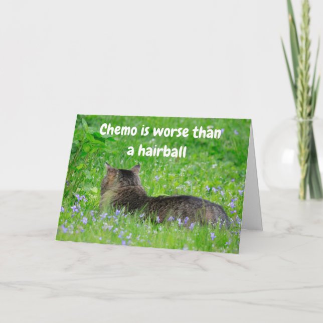 Funny Cat Hairball Cancer Card (Front)