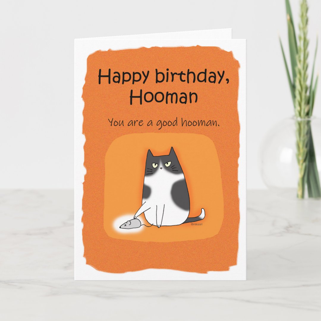 Funny Cat Happy Birthday Hooman Cat lover birthday Card | Zazzle