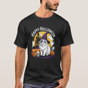 Funny Cat Happy Halloween Ragdoll Creepy Ghost Tri T-Shirt
