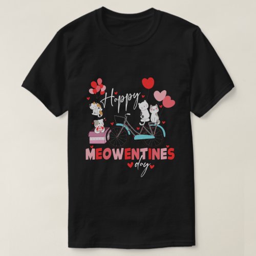 Funny Cat Happy Meowentines Valentines Day Gift T_Shirt