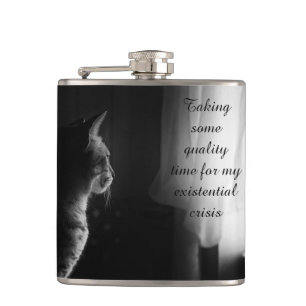 Funny Cat Having Existential Crisis Flask