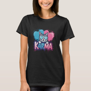 funny Cat heart , Karma, for cat lover kids girls T-Shirt