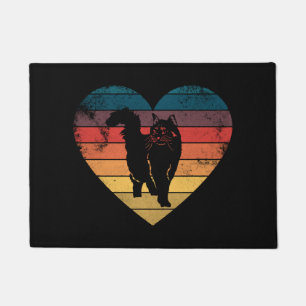 Funny Cat Heart Retro Vintage Cool For Cat Lover Doormat
