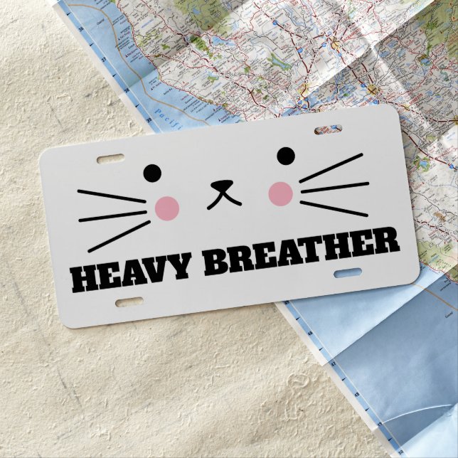 FUNNY CAT HEAVY BREATHER License Plate (In Situ)