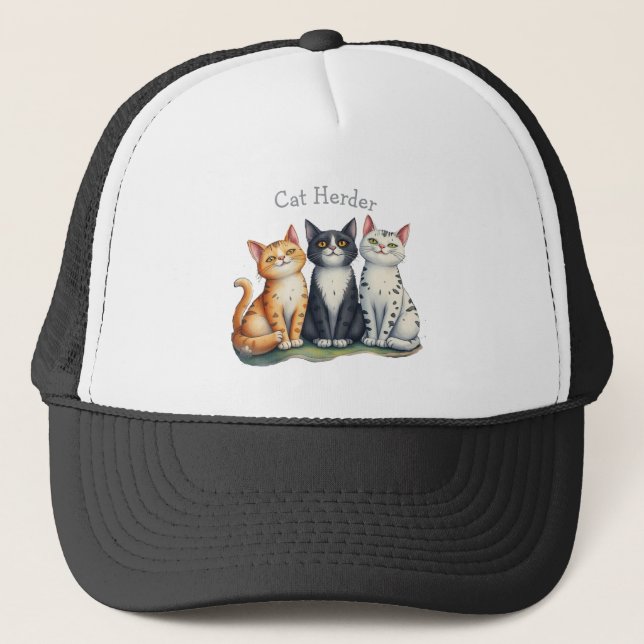 Funny Cat Herder for the Cat Lover Trucker Hat (Front)