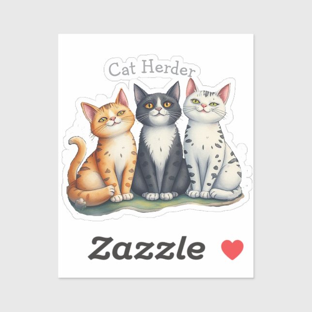 Funny Cat Herder Quote Cat Lover Sticker (Sheet)