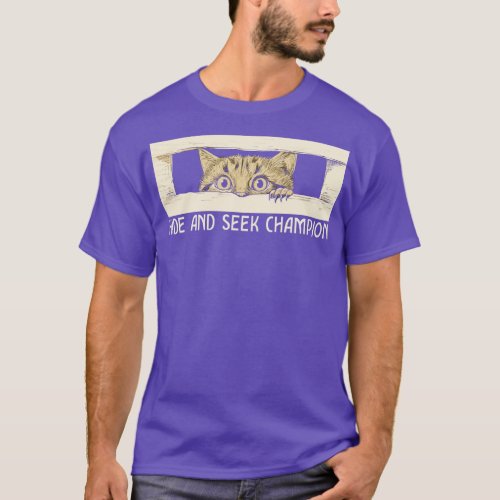 Funny Cat Hide And Seek Champion Cat Eyes Men Wome T_Shirt