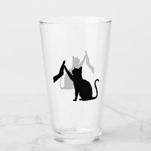Funny Cat High Five Graphic Cat Owner & Cat Lover Glass