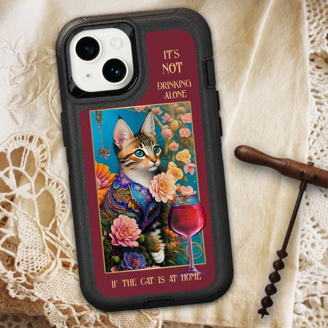 Funny Cat Hippie Wine Lover  iPhone 15 Case (Creator Uploaded)