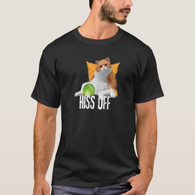 Funny Cat Hiss Off Meowy Cat Premium T-Shirt (Front)