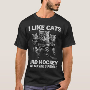 Funny Cat Hockey Gift For Introverts And Pet Lover T-Shirt