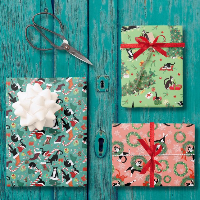 Funny Cat Holiday Trio Wrapping Paper Sheets (Editors pick of my funny cat Christmas wrap trio. There are several collections and full rolls)