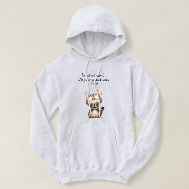 Funny Cat Hoodie - Purrfectly Hilarious Style (Design Front)