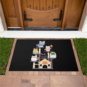 Funny Cat Horror Movies Cute Halloween Cat Kitty  Doormat