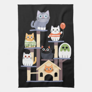 Funny Cat Horror Movies Cute Halloween Cat Kitty Kitchen Towel