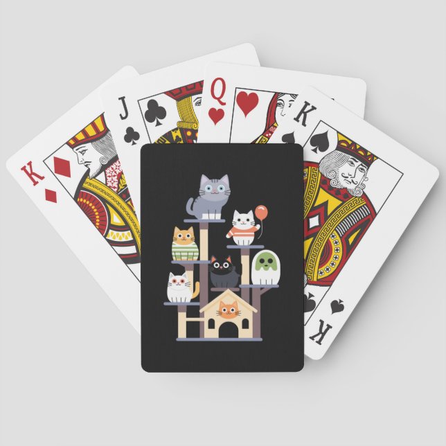 Funny Cat Horror Movies Cute Halloween Cat Kitty  Poker Cards (Back)