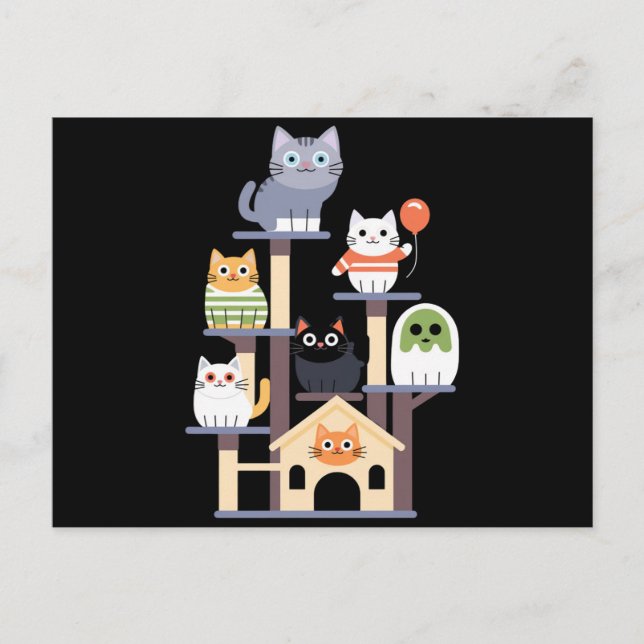 Funny Cat Horror Movies Cute Halloween Cat Kitty  Postcard (Front)