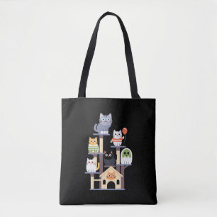Funny Cat Horror Movies Cute Halloween Cat Kitty Tote Bag